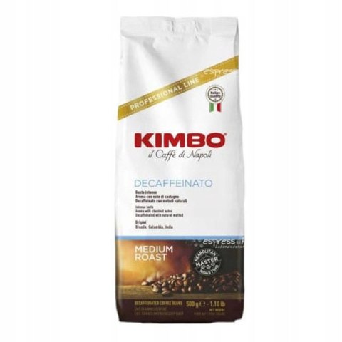 Kawa ziarnista 1kg Kimbo Decaf 1000 g BEZKOFEINOWA