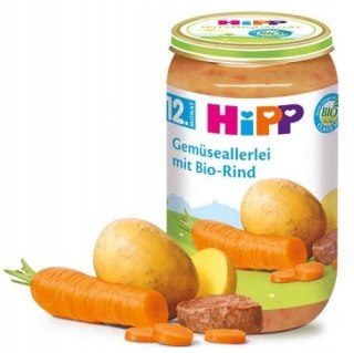 HIPP BIO ROZMAITOŚCI WARZYWNE Z WOŁOWINĄ 12m 250g