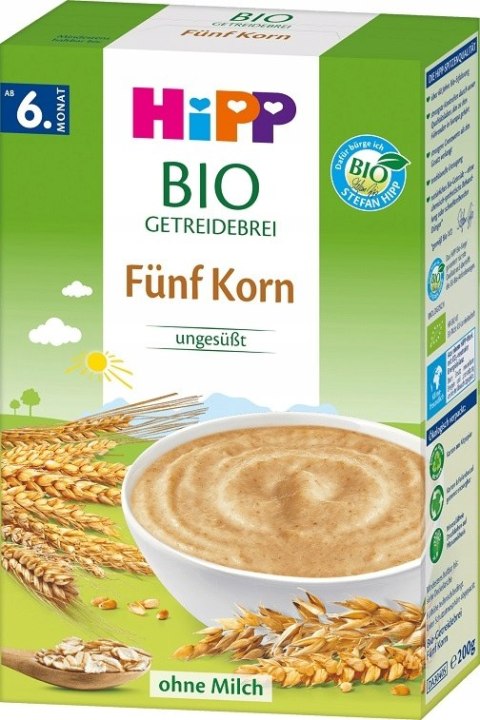 Hipp Bio bezmleczna Kaszka 5 Zbóż Ziaren 6m 200g Hipp Bio bezmleczna Kaszka 5 Zbóż Ziaren 6m 200g