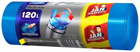 Jan Niezbędny EASY PACK ZAWIĄZYWANE NIEBIESKIE WORKI NA ŚMIECI 120L 15SZTUK