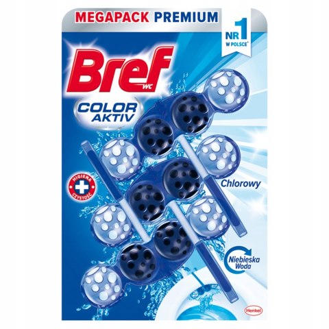 Bref Color Aktiv zawieszka WC barwiąca Chlor 3x50g Bref Color Aktiv zawieszka WC barwiąca Chlor 3x50g
