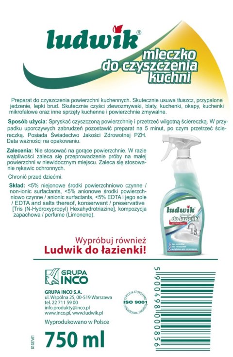 LUDWIK Mleczko do czyszczenia kuchni 750 ml LUDWIK Mleczko do czyszczenia kuchni 750 ml