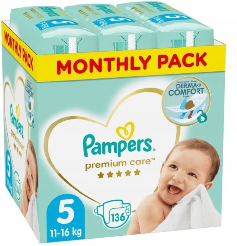 PAMPERS Pieluchy PREMIUM Care 5 Junior 136 sztuk PAMPERS Pieluchy PREMIUM Care 5 Junior 136 sztuk