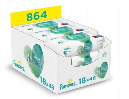Pampers Aqua Harmonie Pure Chusteczki 18x48=864 Sztuk Zestaw Pampers Aqua Harmonie Pure Chusteczki 18x48=864 Sztuk Zestaw